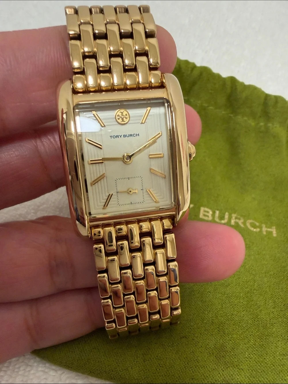 Tory Burch Rose Gold-Tone Rectangular Bracelet Watch